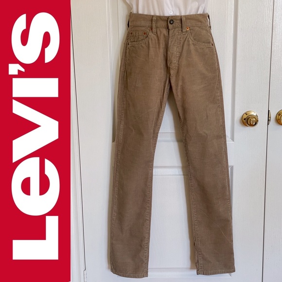 Vintage LEVI’S 551 tan corduroy button fly straight leg pants with white tab - Picture 2 of 16